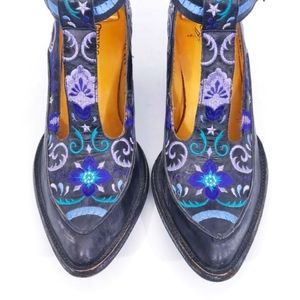 OLD GRINGO DEBORAH RICO T-STRAP EMBROIDERED BOOTIES SHOES